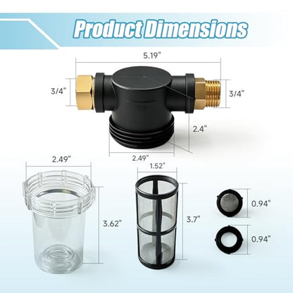 100 Mesh Water Pump Inlet Filter 3/4'' 2 pcs for Pumps & Washers