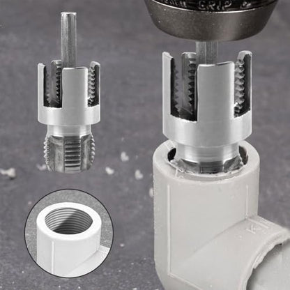 Integrated Internal & External Pipe Threading Tool,Pipe Thread Cuttings Tool,1/2'' 3/4'' Dies,Pipe Sizes Rethreading Tool,Dual-Function Pipe Thread Cutting Tool,for Drill Cutting Threading