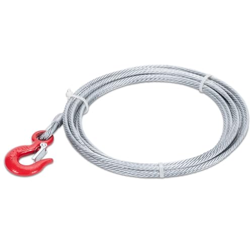 1/4" x 25' Steel Winch Cable, 7x19 Winch Rope with Safety Hook - size: 1/4"x25ft