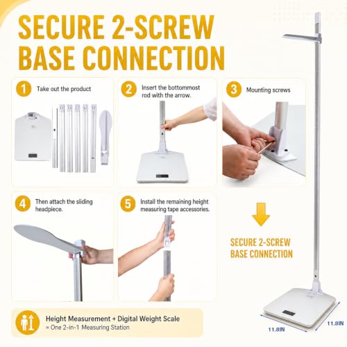 2 in 1 Height and Weight Scale, 20–210 cm, 397 lb/180 kg Body Weight Scale - size: 7.9–82.7 in