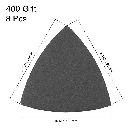 uxcell Triangular Sandpaper Hook and Loop Fit 3-1/2" 400 Grit 8pcs - size: 400 Grit