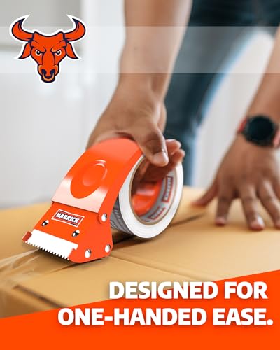 Clear Packing Tape with Dispenser 1.88 inch - Metal Strong & Durable Heavy Duty Packing Tape with Dispenser - Strong Strapping Tape with Dispenser Easy Tear & Seal - 2 Rolls / 1 Dispenser / 109 Yards - size: 109 yd