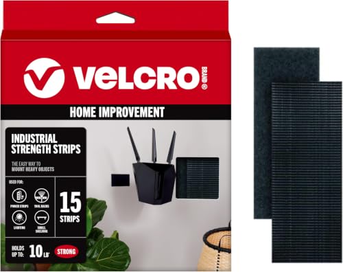 VELCRO Brand Heavy Duty Strips with Adhesive Industrial Strength Mounting Tape 4x2 Inch Wide Fasteners Holds 10 lbs | Indoor or Outdoor Use, Black (VEL40020-USA) (Pack of 180) - color: Black, size: 180Pk