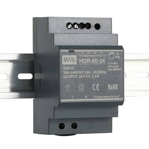 HDR-60-24 Ultra Slim Step-Shape 3SU DIN Rail Power Supply, 24Volt 2.5Amp 60Watt - size: 24V 2.5A