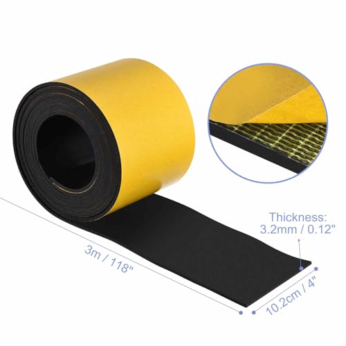 MECCANIXITY Adhesive Neoprene Rubber Strips Sheet Thick - color: Yellow, size: 4" x 118" x 0.12"
