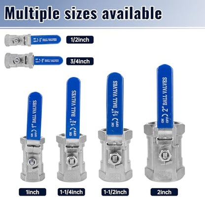 2 Pack 304 Stainless Steel Ball Valves, 3/4" NPT Female Standard Port Shut Off Valve with Locking Handle Heavy Duty 1000 WOG for Home and Industrial (3/4 Inch) - size: 3/4 Inch