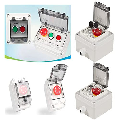 Lockable E-Stop Key Switch with Cover, Anti-Misoperation IP67 Station - color: Lock/emergency stop button