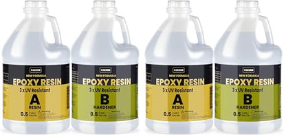 TAKIMO 1 Gallon 3× UV Resistant Epoxy Resin Kit - Ultra Clear Non-Yellowing Formula for Art & Furniture - High Gloss Table Top & Coating - 1:1 Ratio, 128oz (Pack of 2) - size: 128 Fluid Ounces (Pack of 2)