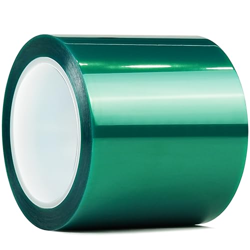 CHUANGSEED Heat Resistance Tape 4'' x 66m（216FT） for Resin Molds, Powder Coating, Circuit Borads, Adhesive Residue-Free High Temp Masking Tape Epoxy Release - size: 4'' x 216ft