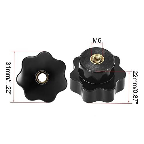 1pcs M6 Thru Hole Star Knobs Nuts for Lathes Mechanical Equipment Instrumentation and Pharmaceutical Industry Equipment Through Hole Knob Nut, Head Dia 30 - size: D30-M6