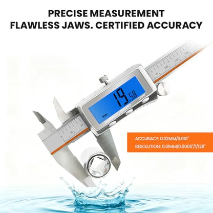 LAYME Digital Caliper 12 Inch, Rechargeable Calipers with Backlight LCD Screen, Stainless Steel Caliper Measuring Tool, Auto-Off Micrometer, Inch/MM/Fraction Conversion for DIY/Household/3D-printing - size: 12 inch