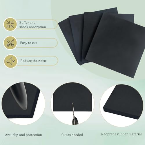4 Pieces Anti Vibration Pads 1/8 in Thick X 6 in X 6 in Neoprene - size: 6in X 6in X 1/8in, style: No adhesive,Rubber