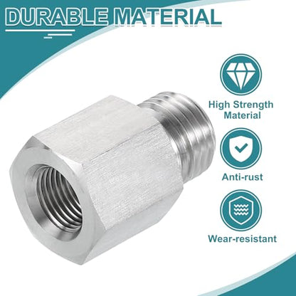 uxcell Pipe Fitting Reducing Adapter, G1/4" Male x 1/8" NPT Female 304 Stainless Steel Reducer Connector for Water Oil Air Pressure Gauge, Silver - size: G1/4" x 1/8" NPT
