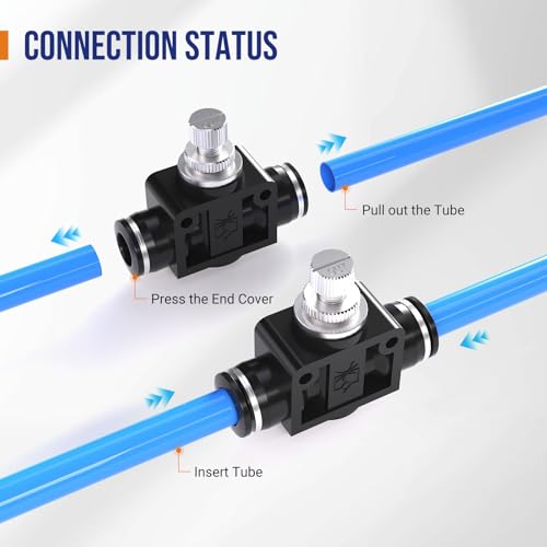 5/16 8mm Push To Connect Valve,Shut Off Air Flow Control Fittings - color: Black SA, size: 5/16"OD(8mm)