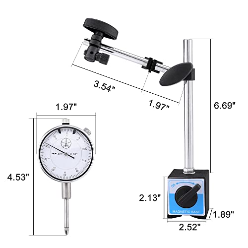 Dial Indicator with Magnetic Base 0-1.0" Tester Gage, Dial Test Indicator