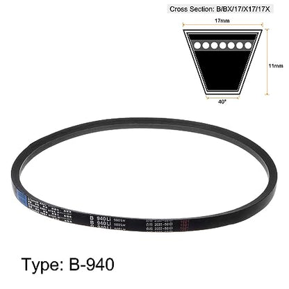 HARFINGTON B-940 V-Belts Drive Belt 940mm(37") Inner Girth 17mm Top Width B Section Rubber for Power Transmission - size: 940mm