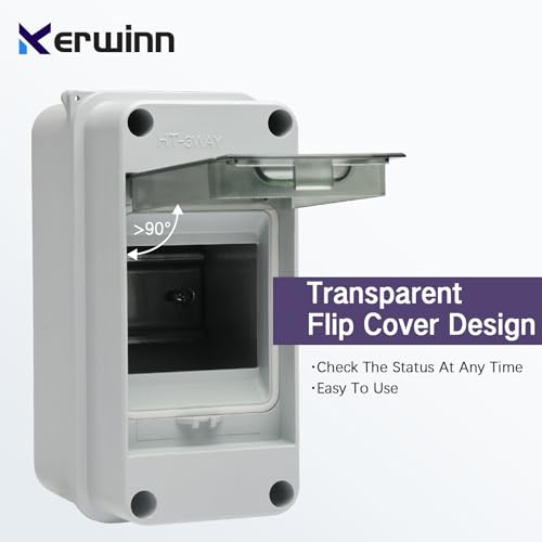 3 Way Distribution Protection Box,ABS/PC Alloy Plastic Transparent Cover Circuit Breaker Box IP66 Waterproof Distribution Box with DIN Rail and Waterproof Connector, WHITE, HT-3WAY - size: HT-3