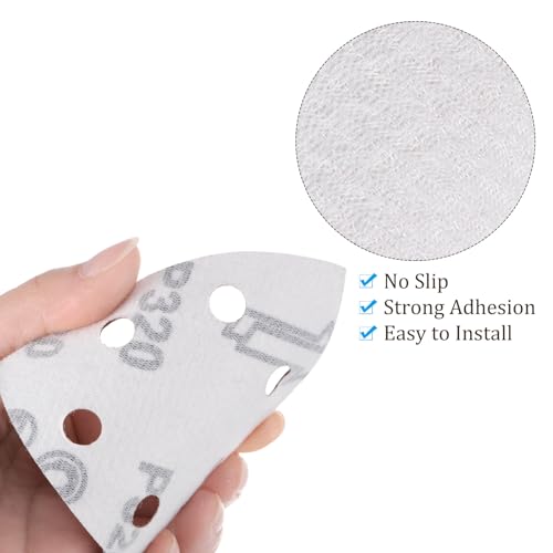 50pcs Mouse Sander Detail Sandpaper 320Grit 3-1/2" Triangle - size: 320 grit