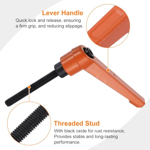 uxcell Clamping Lever Handles for Lathe, M5x40mm Male Thread Orange - size: M5x40mm