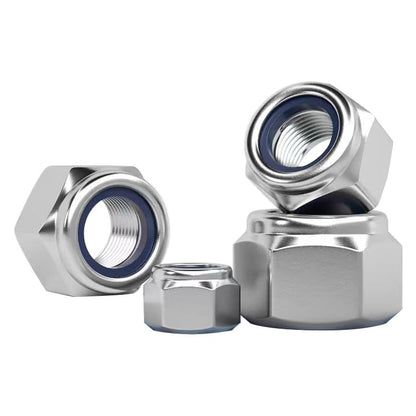 M12-1.75mm Locknuts,24PCS 304 (A2-70) Stainless Steel Nylon Insert Lock Nuts,Standard Metric Thread Nylock Nuts - size: M12-1.75mm 24PCS