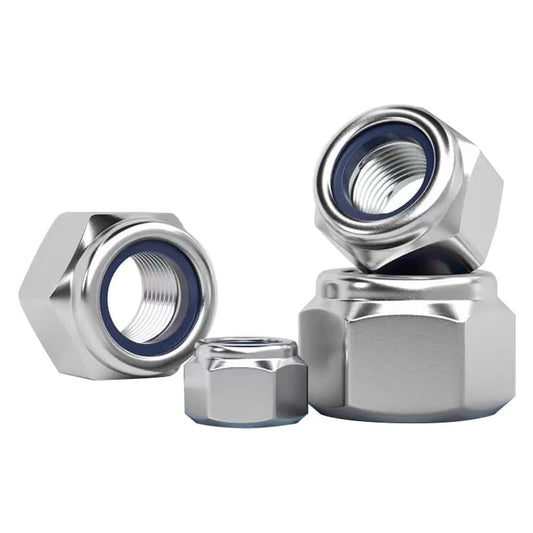 M10-1.5mm Locknuts, 36PCS 304 (A2-70) Stainless Steel Nylon Insert Lock Nuts,Standard Metric Thread Nylock Nuts - size: M10-1.5mm 36PCS