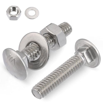 VGBUY 1/4-20 x 1-1/4" Carriage Bolts Screws 24 Sets, 304 Stainless Steel 18-8, Round Head Square Neck, Carriage Bolts and Nuts Kit, with Flat Washers - size: 1/4-20 x 1-1/4" (24 Sets)