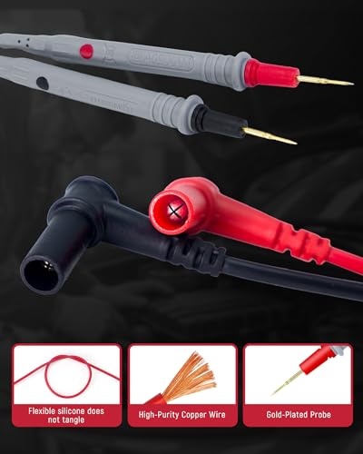 KAIWEETS HT208D Inrush Clamp Meter 1000A True RMS AC/DC Current Amp Meter and KAIWEETS KET20 Silicone Multimeter Test Leads with Gold-Plated Probes