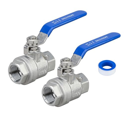 1/2" NPT Ball Valve 2-Pack, 304 Stainless Steel, Full Port - size: 1/2 inch