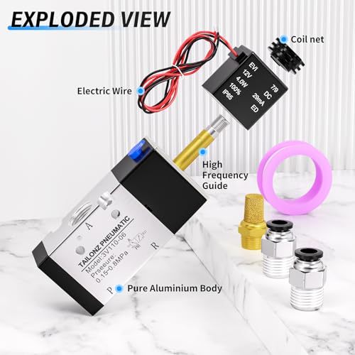 TAILONZ 1/4"NPT DC12V Solenoid Valve 2Position 3Way Outlet wire 3V210-08 - color: DC12V, size: 2 Position 3 Way-1/4"NPT