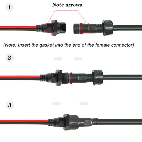 18AWG M16 2Pin Waterproof Connector,2 Wire Male Female Plug - size: 18AWG Waterproof Connector 2Pin