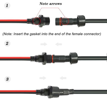 18AWG M16 2Pin Waterproof Connector,2 Wire Male Female Plug - size: 18AWG Waterproof Connector 2Pin