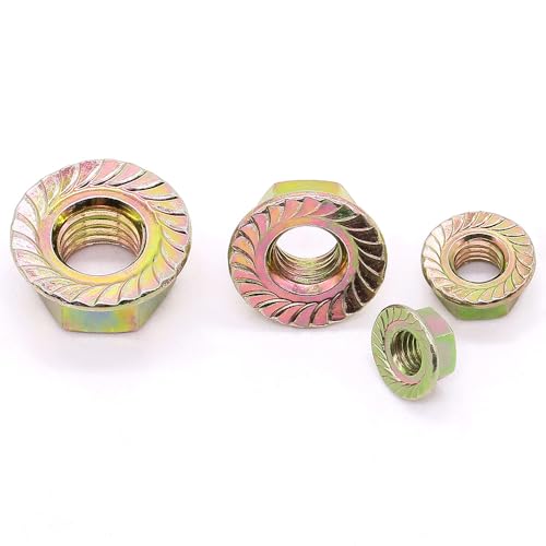 1/4"-20 UNC Serrated Flange Hex Locknuts Lock Nuts, Zinc Plated Carbon Steel, 50 PCS
