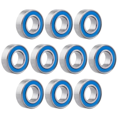10pcs MR126-2RS Ball Bearings - Miniature Deep Groove Ball Bearing Double Blue Rubber Sealed Chrome Steel for RC Cars/Planes/Drone/Robotics and Small Electric Motors(6x12x4mm) - size: 6x12x4mm MR126-2RS