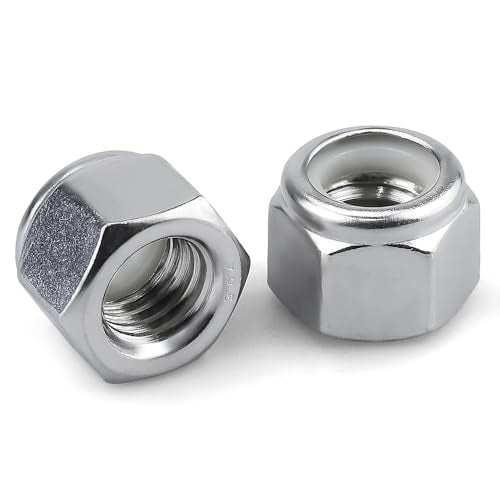 100pk 1/4-20 Nylon Insert Hex Lock Nuts, 304 SS 18-8, Industrial Grade A2 - color: Silver, size: 1/4-20