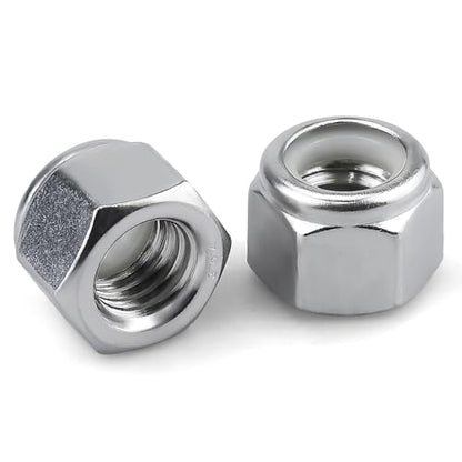 100pk 1/4-20 Nylon Insert Hex Lock Nuts, 304 SS 18-8, Industrial Grade A2 - color: Silver, size: 1/4-20