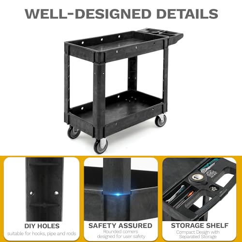 DWVO 40 x 17 in Heavy Duty Rolling Utility Cart on Wheels Black - color: Black, size: 40"x17"
