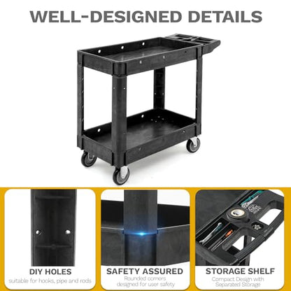 DWVO 40 x 17 in Heavy Duty Rolling Utility Cart on Wheels Black - color: Black, size: 40"x17"