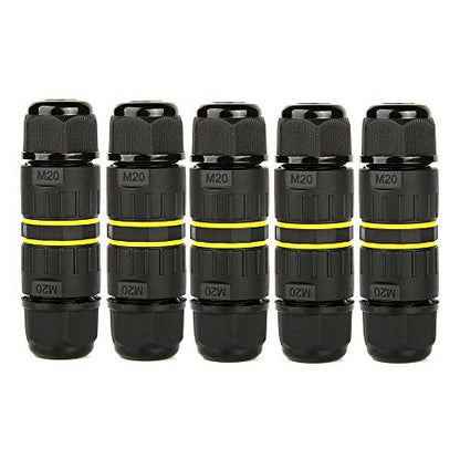 3 Pole Wire Connector Waterproof IP68 External Electrical Junction Box,M20 for Ø5-12mm Wire Range(AC 400V, 24A),UL,2 Way 3Pin 5Pack - size: M20-3Pin