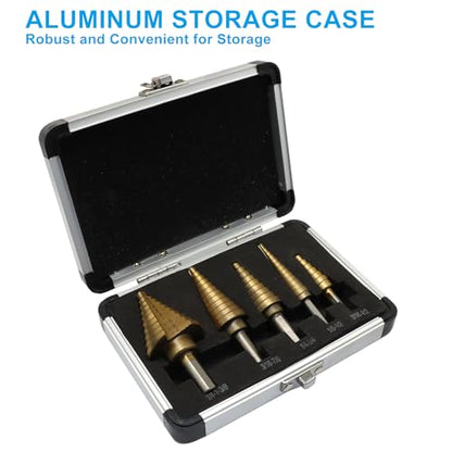 Titanium Step Drill Bit Set, Yellow, 5PCS, 3/16" to 1-3/8" - color: Yellow