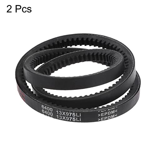 HARFINGTON 2pcs 13x975 Cogged V-Belts AX Section Drive Raw Edge Belt 975mm Inner Girth 13mm Width 8mm Thickness EPDM for Power Transmission - size: 975mm