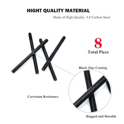 8pcs Black Zinc Fully All Threaded Rod Carbon Steel Long Thread Screw 5/16x4 for Furniture Garden Railing Mounting Assembly Fastening Steel Frame Connection Full Thread Rod for Furniture - size: Black-Zinc 5/16x4 Inch-8P
