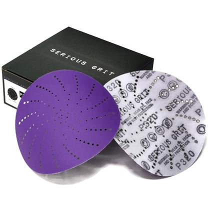 Serious Grit - 6-Inch P320 Grit Ceramic Multi-Hole Sanding Discs - 50 Pack - size: 320 Grit