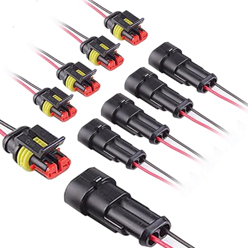 2 Pin Connector Waterproof,2Pin Way Car Electrical Connector with Wire 16AWG Marine for Car,Truck,Boat,Motorcycle and Other Wire Connections. (5pairs) - size: 2-way