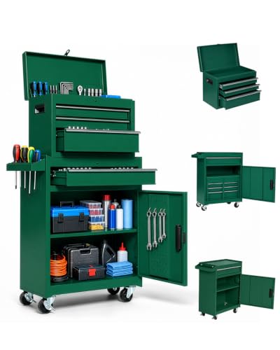 Winado 4-Drawer Rolling Tool Chest, 2-in-1 Storage Toolbox, Army Green - color: Army Green