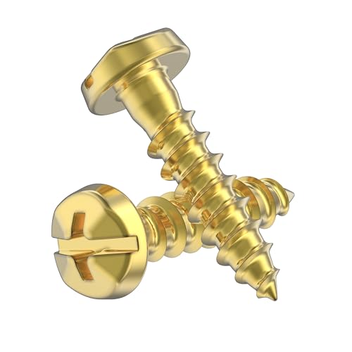 #6 x 5/8" Brass Pyramid Head Phillips Wood Screws - Pack of 25 - Self Tapping Screws for Wood - PH658-SB - color: Brass