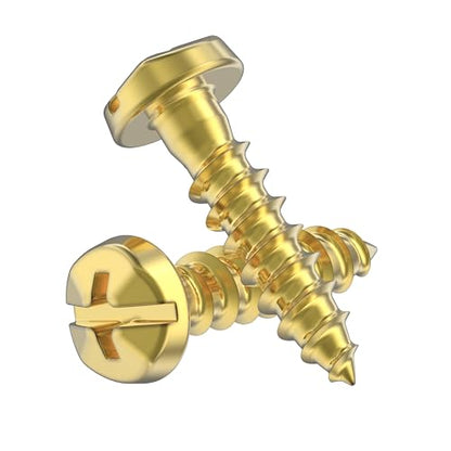 #6 x 5/8" Brass Pyramid Head Phillips Wood Screws - Pack of 25 - Self Tapping Screws for Wood - PH658-SB - color: Brass