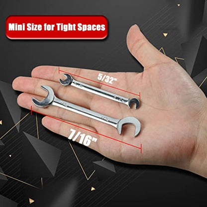 SPEEDWOX Mini Double Open End Wrench Set, 10-Piece, High Carbon Steel, Silver - size: Double Open End SAE 10-Piece