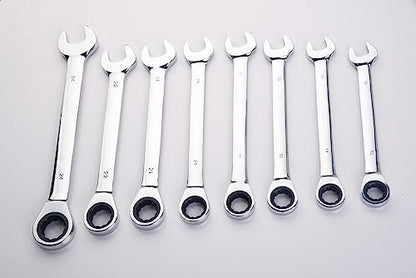 FLZOSPER 18pc. Ratcheting Wrench Set，6-22mm&24mm Metric CR-V Quick Access Spanner with Portable Tool bag - size: 6-22mm & 24mm