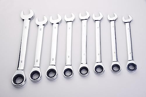FLZOSPER 18pc. Ratcheting Wrench Set，6-22mm&24mm Metric CR-V Quick Access Spanner with Portable Tool bag - size: 6-22mm & 24mm