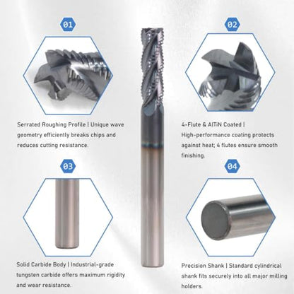 NZ 1/4" 4-Flute Roughing End Mill - size: 1/4*3/4*2-1/2*4F